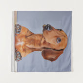 ダックスフンドを横に向けたドキシー犬の誕生日ポスター タペストリー (正面(横))