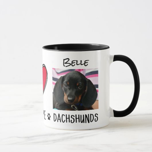 ダックスフンド好きな犬の飼い主マグカップ マグカップ (右)