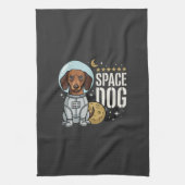 ダックスフンド宇宙犬宇宙飛行士ベクター キッチンタオル (縦)