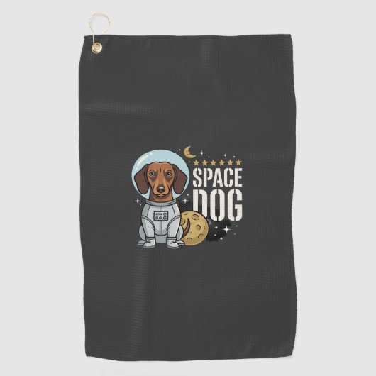 ダックスフンド宇宙犬宇宙飛行士ベクター ゴルフタオル (正面)