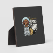 ダックスフンド宇宙犬宇宙飛行士ベクター フォトプラーク (正面)
