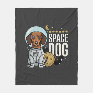 ダックスフンド宇宙犬宇宙飛行士ベクター フリースブランケット