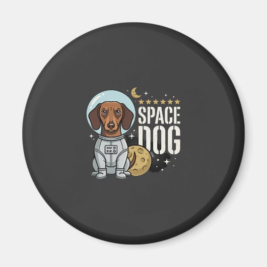 ダックスフンド宇宙犬宇宙飛行士ベクター マグネット (正面)