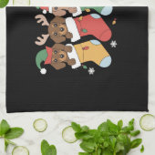 ダックスフンド母クリスマス犬好きギフト新年 キッチンタオル (折り畳み)