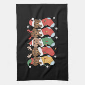 ダックスフンド母クリスマス犬好きギフト新年 キッチンタオル (縦)