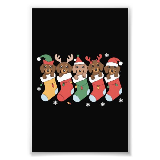 ダックスフンド母クリスマス犬好きギフト新年 フォトプリント            (正面)
