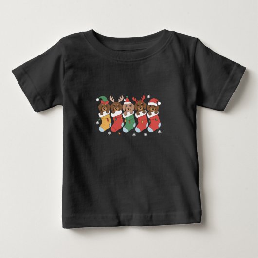 ダックスフンド母クリスマス犬好きギフト新年 ベビーTシャツ (正面)