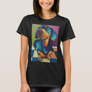 ダックスフンド犬アートポップ Tシャツ