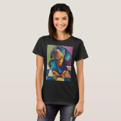 ダックスフンド犬アートポップ Tシャツ (正面フル)