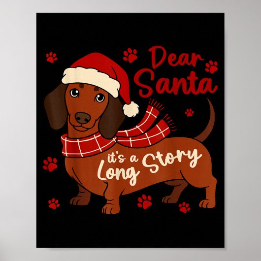 ダックスフンド いたずらサンタ 長い話 クリスマス ポスター (正面)