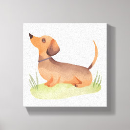 ダックスフンド | かわいい犬のペット水彩画 キャンバスプリント