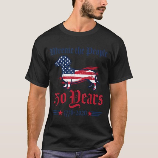 ダックスフンド ウィーニー アメリカ独立250年 1776 アメリカ Tシャツ (正面)