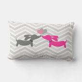 ダックスフンド ウィーンダックス ラブ＆ハーツ ピンク＆グレー ランバークッション (裏面)