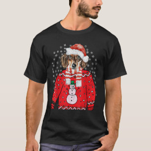 ダックスフンド ウェーナードッグ クリスマス サンタ 柄Tシャツ 面白い Tシャツ