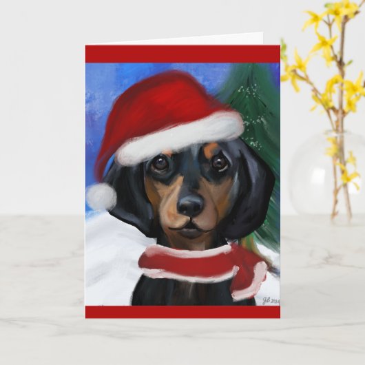 ダックスフンド カード (黄色い花)