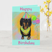 ダックスフンド カード (黄色い花)