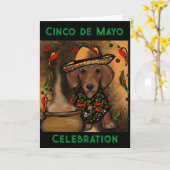 ダックスフンド カード (黄色い花)