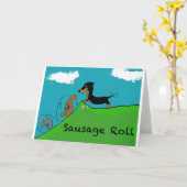 ダックスフンド カード (黄色い花)