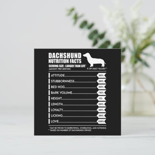 ダックスフンド ギフト | ダックスフンドの栄養事実 招待状 (スタンド正面)