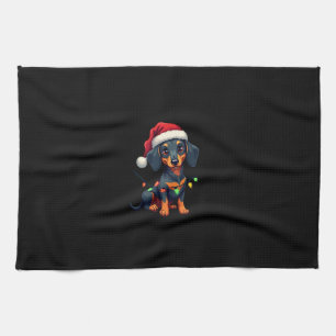 ダックスフンド クリスマスツリーセーター クリスマスプレゼント F キッチンタオル