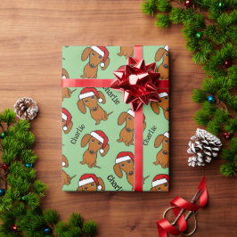 ダックスフンド クリスマス オーダーメイド 名前入り かわいい ウィーナードッグ ラッピングペーパー