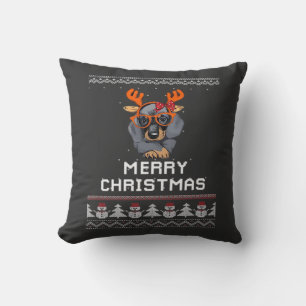 ダックスフンド クリスマス スウェーター オーバーサイズ T シャツ クッション