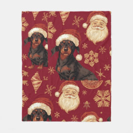 ダックスフンド クリスマス フリースブランケット