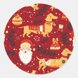 ダックスフンド クリスマス ラウンドシール