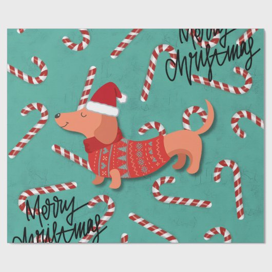 ダックスフンド クリスマス ラッピングペーパー (フラット)
