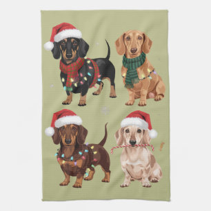 ダックスフンド クリスマス 犬の母 愛好家 クリスマスギフト キッチンタオル