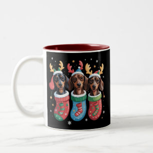 ダックスフンド クリスマス 犬好き プレゼント 冬 ギフト ツートーンマグカップ