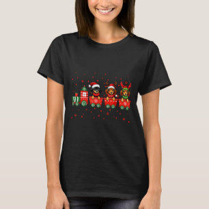 ダックスフンド クリスマス 犬 ライト サンタ イヌ ペットドッグ Tシャツ