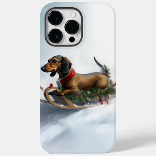 ダックスフンド クリスマス 雪 冬 Case-Mate iPhoneケース (裏面)