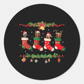 ダックスフンド クリスマスTシャツ ストッキング 犬 クリスマス ラウンドシール