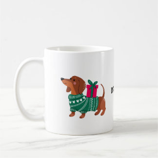 ダックスフンド グリーンジャンパー ソーセージ犬 愛好家 コーヒー コーヒーマグカップ