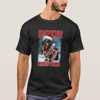 ダックスフンド サンタ帽 犬好き コスチューム ドキシー クリスマス Tシャツ