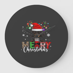 ダックスフンド サンタ 犬 メリークリスマス オーバーサイズ Tシャツ ラージ壁時計