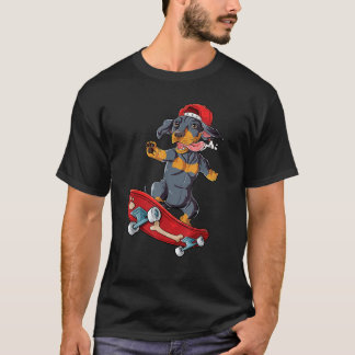 ダックスフンド スケートボード ウェナードッグ おもしろスケボー Tシャツ