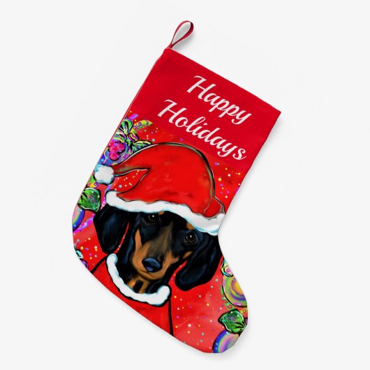 ダックスフンド スモールクリスマスストッキング (正面 (吊り時))