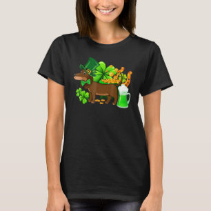 ダックスフンド セントパトリックデー アイルランドクローバー ドッグ ラバー Tシャツ