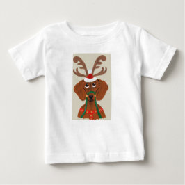 ダックスフンド トナカイ ベビーTシャツ