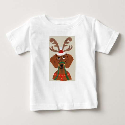 ダックスフンド トナカイ ベビーTシャツ (正面)