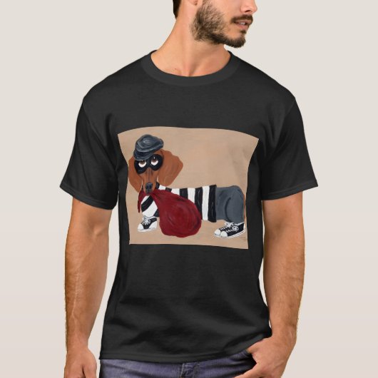 ダックスフンド トリート泥棒 強盗 Tシャツ (正面)
