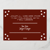 ダックスフンド ドット ホイル ホリデー フラット カード - 赤 (裏面)