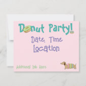 ダックスフンド & ドーナツ パーティー ステッカー & デコ 招待状 (裏面)
