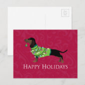 ダックスフンド ハッピーホリデーズ デザイン シーズンポストカード (正面/裏面)