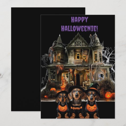 ダックスフンド ハロウィンカード シーズンカード (正面/裏面)