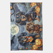 ダックスフンド ハロウィン おばけ キッチンタオル (縦)