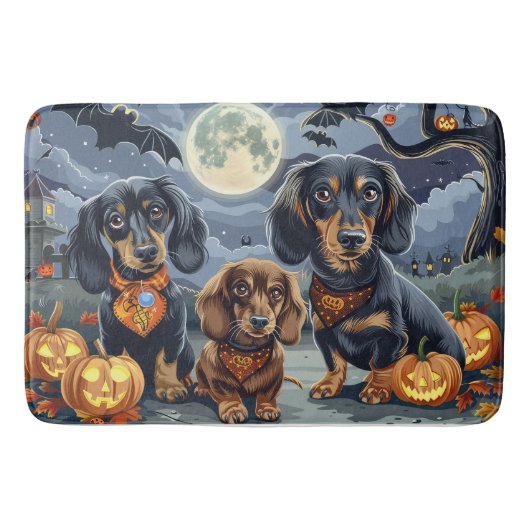 ダックスフンド ハロウィン おばけ バスマット (正面)