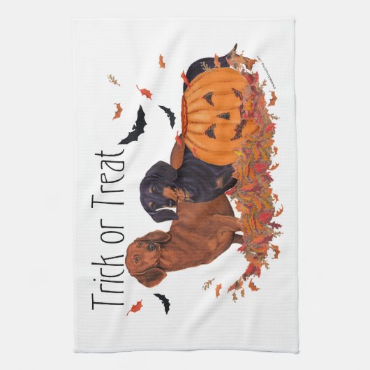 ダックスフンド ハロウィン キッチンタオル (縦)